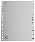 Exacompta rozlišovač číselný 1-12, A4 maxi, PP, šedý