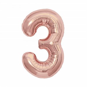 Balónek fóliový 85 cm rose gold číslo 3