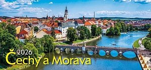 Kalendář 2026 Čechy a Morava, stolní, 29,7 x 13,8 cm