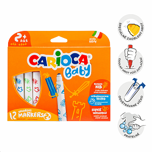 Carioca fixy Baby 2+, kulatý hrot, 12 ks, mix barev