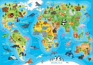 Puzzle Mapa se zvířaty světa 150 dílků
