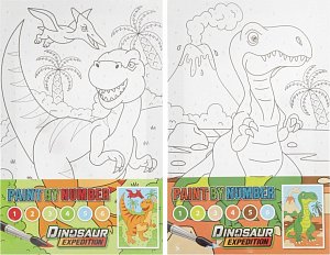Malování podle čísel + vodovky Dinosaurus