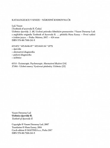 Náhled Učebnice ájurvédy II. - Ucelený průvodce klinickým posouzením
