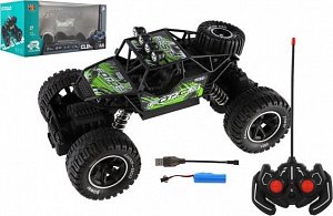 Auto RC Off-Road plast 26cm 27MHz dobíjecí pack+baterie se světlem zelené v krabici