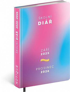 Školní diář 2025/2026 Růžový (září 2025 - prosinec 2026), 9,8 × 14,5 cm