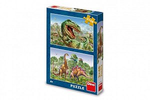 Puzzle Souboj dinosaurů 2 x 48 dílků